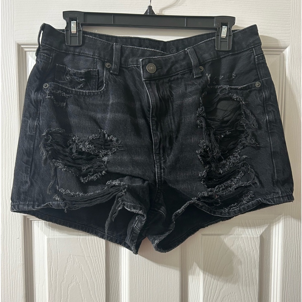 American Eagle | Distressed Black Jean Shorts | Size 10